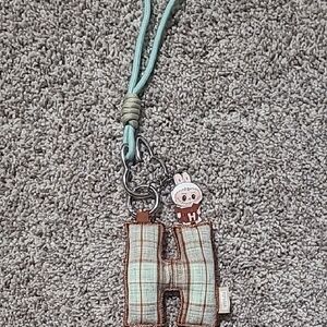 Plaid 'H' Keychain with Cute Character